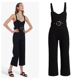 Staud Black Umbria Belted Jumpsuit